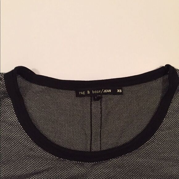 Rag & Bone Jean XS Lynsey black grey split bck top - Picture 4 of 7